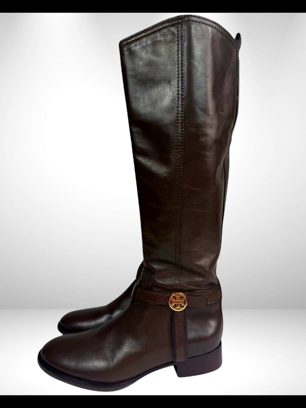 Tory Burch Brown Leather Bristol Riding Boots